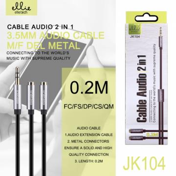 Ellietech JK104 Câble Adio Jack 2 En 1 Noir